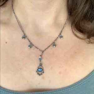 Silver and Blue Hamsa Necklace